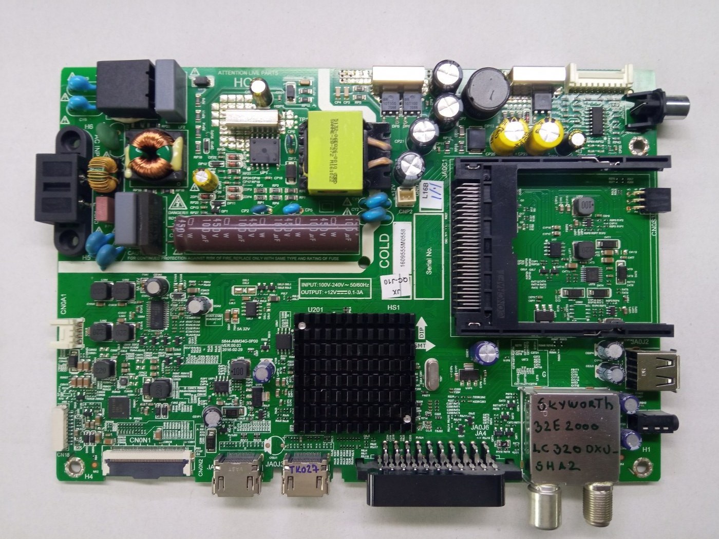 TK027 SKYWORTH 32E2000 5844-A6M34G-0P00 PANEL LC320DXJ-SHA2 TRAKE 2X7LED CRH-A323030020759